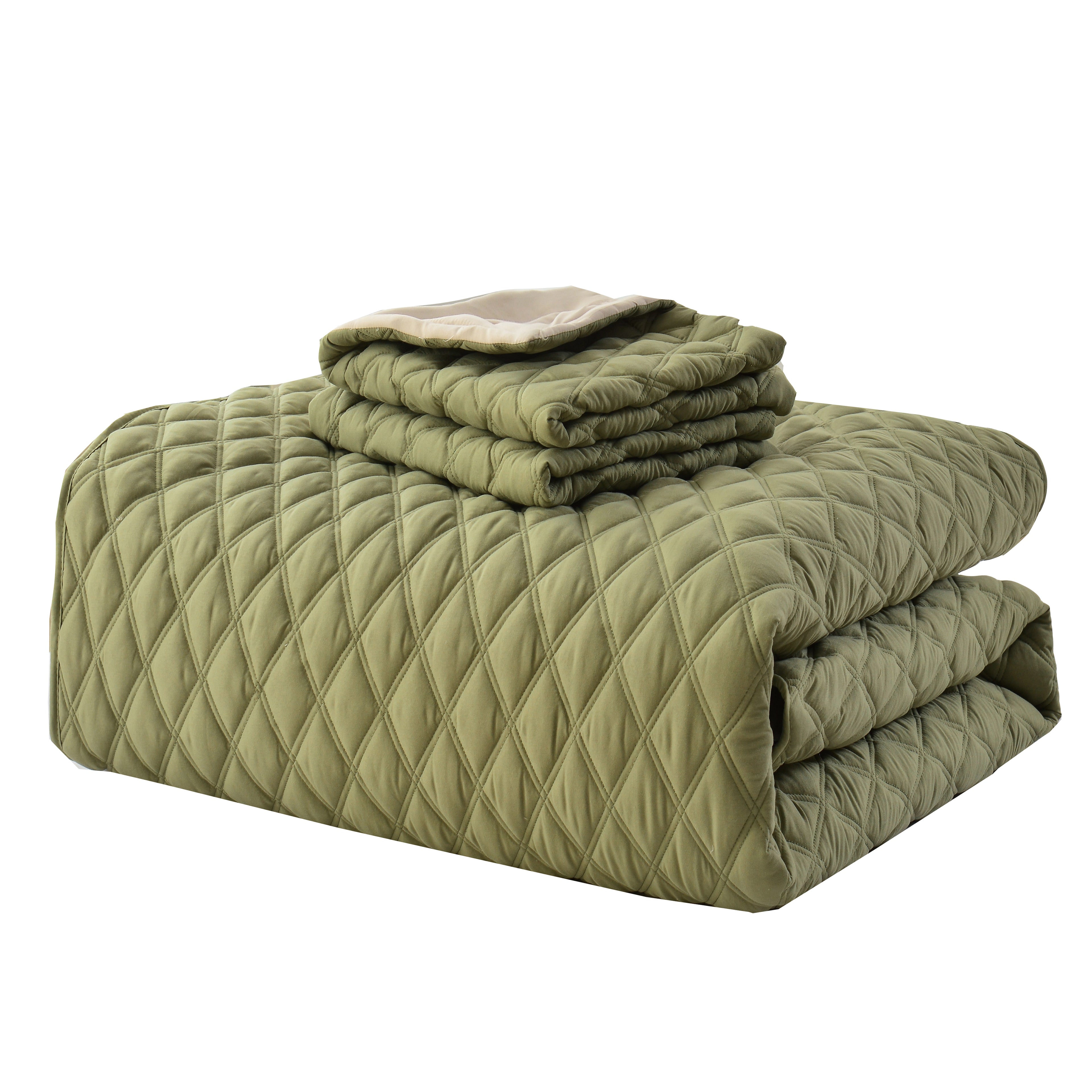3-Piece Diamond Quilted Reversible Bedspread Coverlet Set