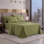 Extra deep 18-24 Inch Pocket 3 Line Embroidery, 6-Piece Sheet Set, Moody Shades