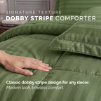 8-Piece Dobby Stripe Comforter Set - Includes 4-Piece Sheet Set with Double Sided Storage Pockets