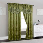 Set of 2 Aurora Curtain Panels- Attached Valance - Rod Pocket- 54" W x 84" L