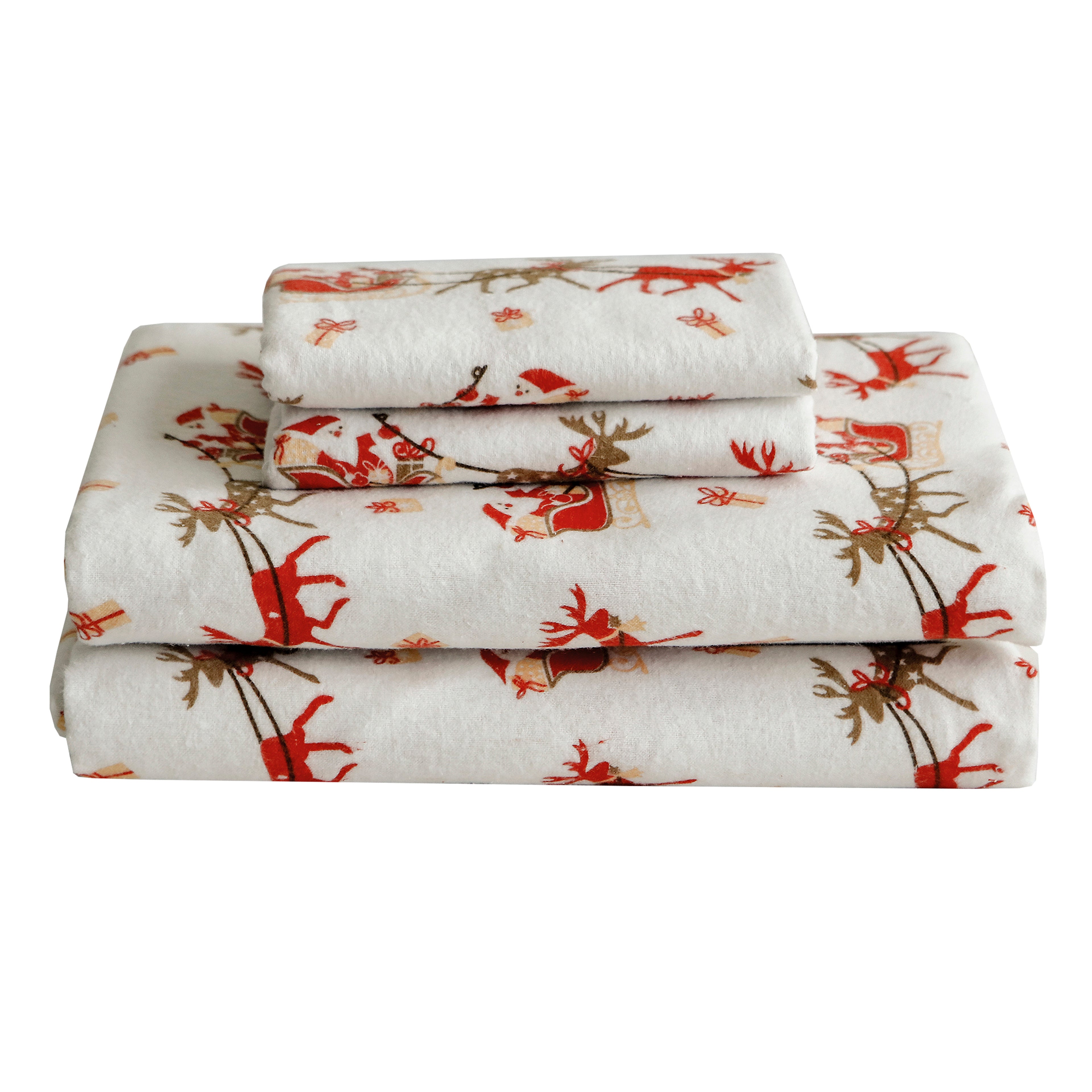 4-Piece Holiday Cotton Flannel Sheet Set - 100% Turkish Cotton