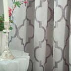 2-Piece Quatrefoil - Moroccan Trellis Jacquard Look Curtain Panels- Attached Valance - 54" W x 84" L, Set of 2
