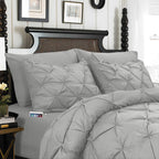 8-Piece Pintuck Pinch Pleated Comforter Set - Includes 4-Piece Sheet Set with Double Sided Storage Pockets