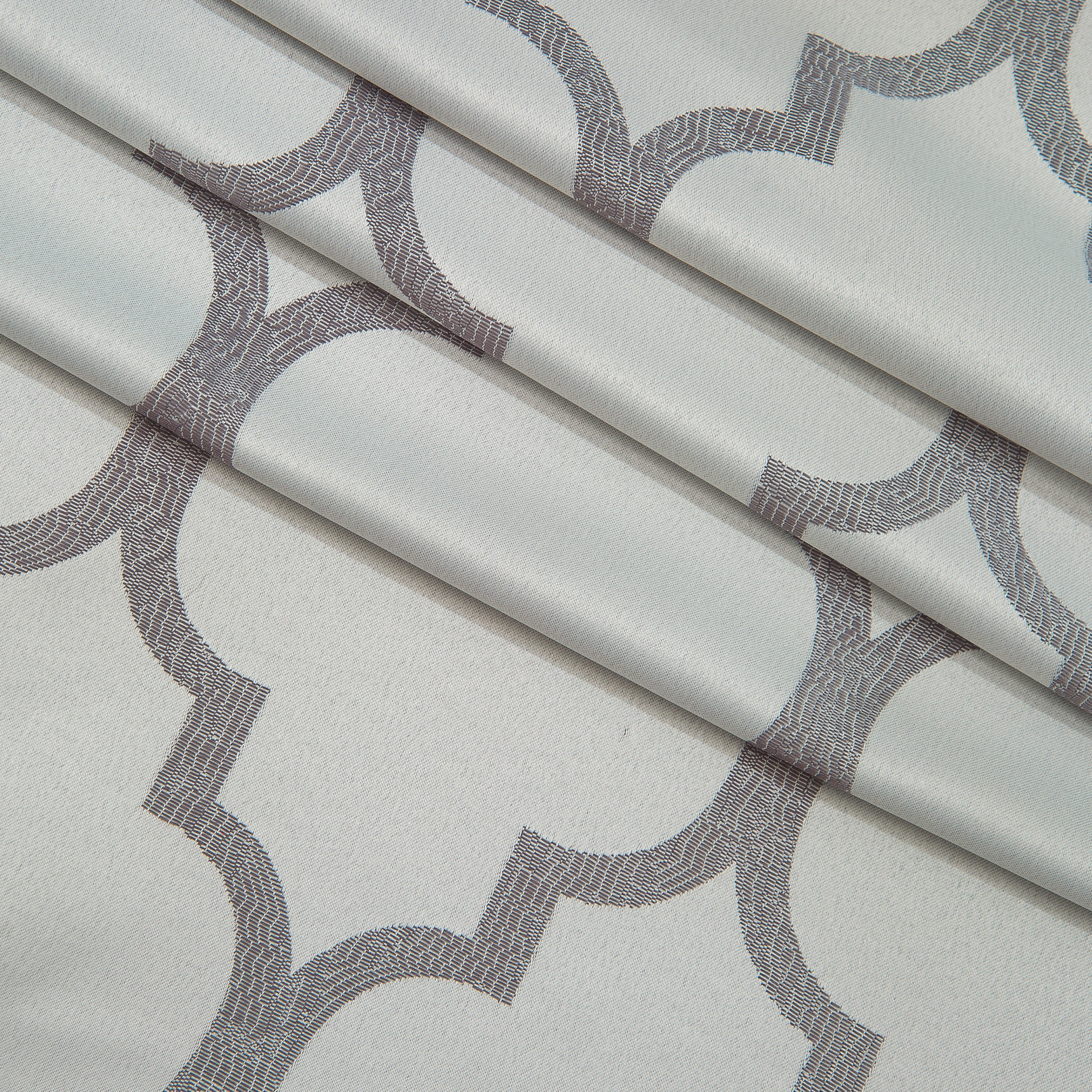 2-Piece Quatrefoil - Moroccan Trellis Jacquard Look Curtain Panels- Attached Valance - 54" W x 84" L, Set of 2