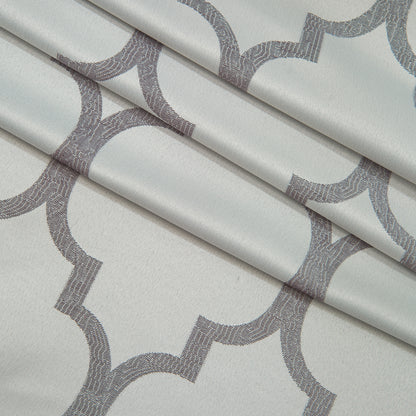 Elegant Comfort 2-Piece Quatrefoil - Moroccan Trellis Jacquard Look Curtain Panels- Attached Valance - 54" W x 84" L, Set of 2