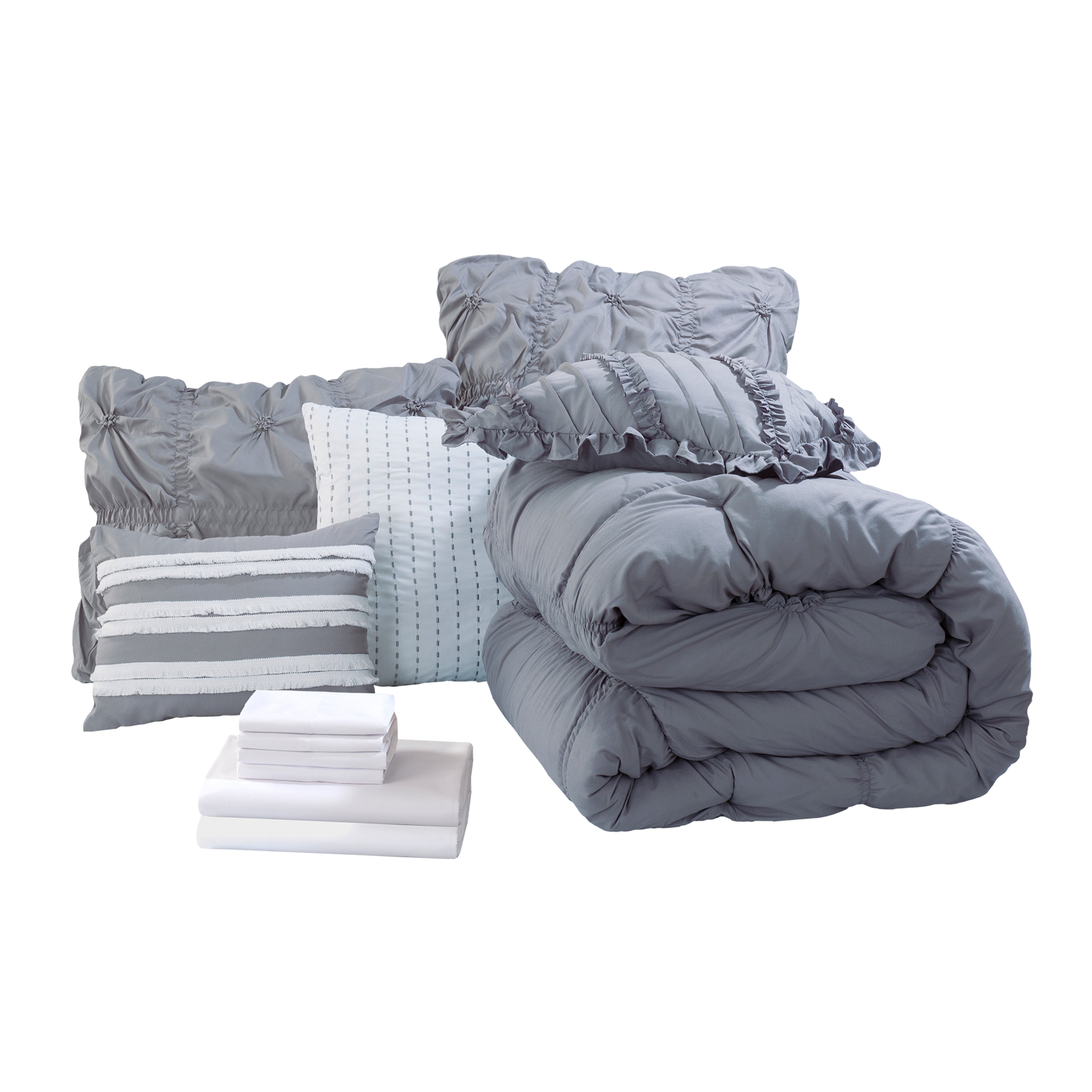 12-Piece Amy Oversized Comforter Set - Includes 6-Piece Sheet Set with Double Sided Storage Pockets