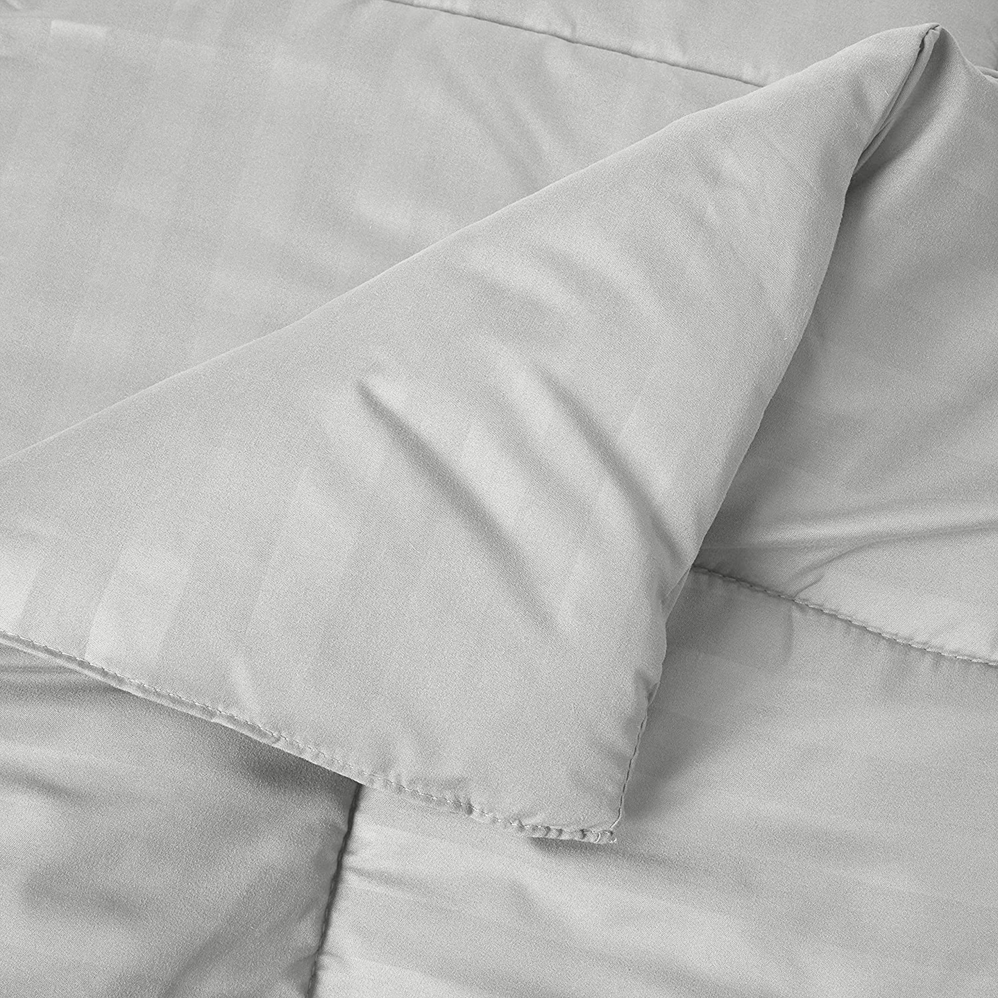 8-Piece Dobby Stripe Comforter Set - Includes 4-Piece Sheet Set with Double Sided Storage Pockets