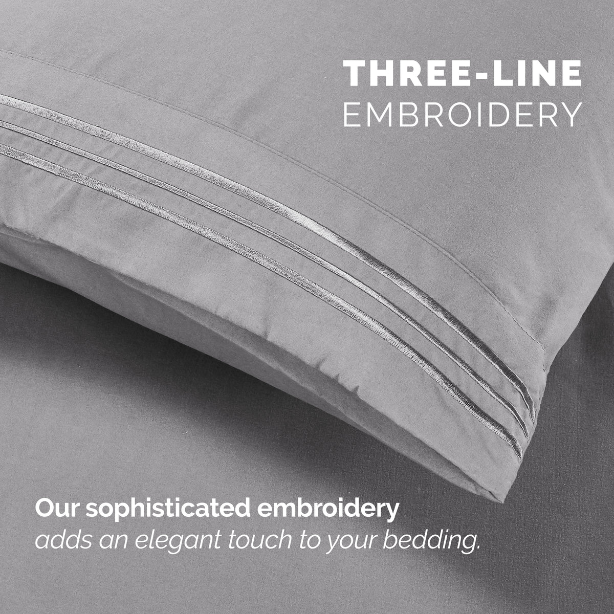 Extra deep Pocket 3 Line Embroidery, 6-Piece Sheet Set