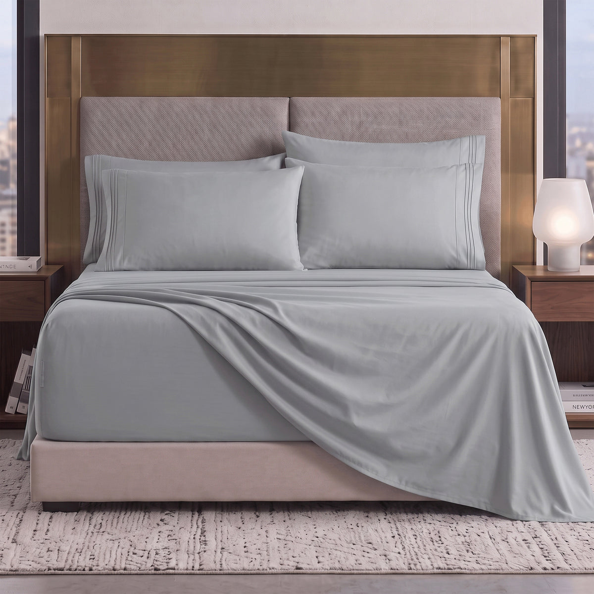 Extra deep Pocket 3 Line Embroidery, 6-Piece Sheet Set