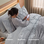 8-Piece Pintuck Pinch Pleated Comforter Set - Includes 4-Piece Sheet Set with Double Sided Storage Pockets