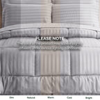 8-Piece Dobby Stripe Comforter Set - Includes 4-Piece Sheet Set with Double Sided Storage Pockets