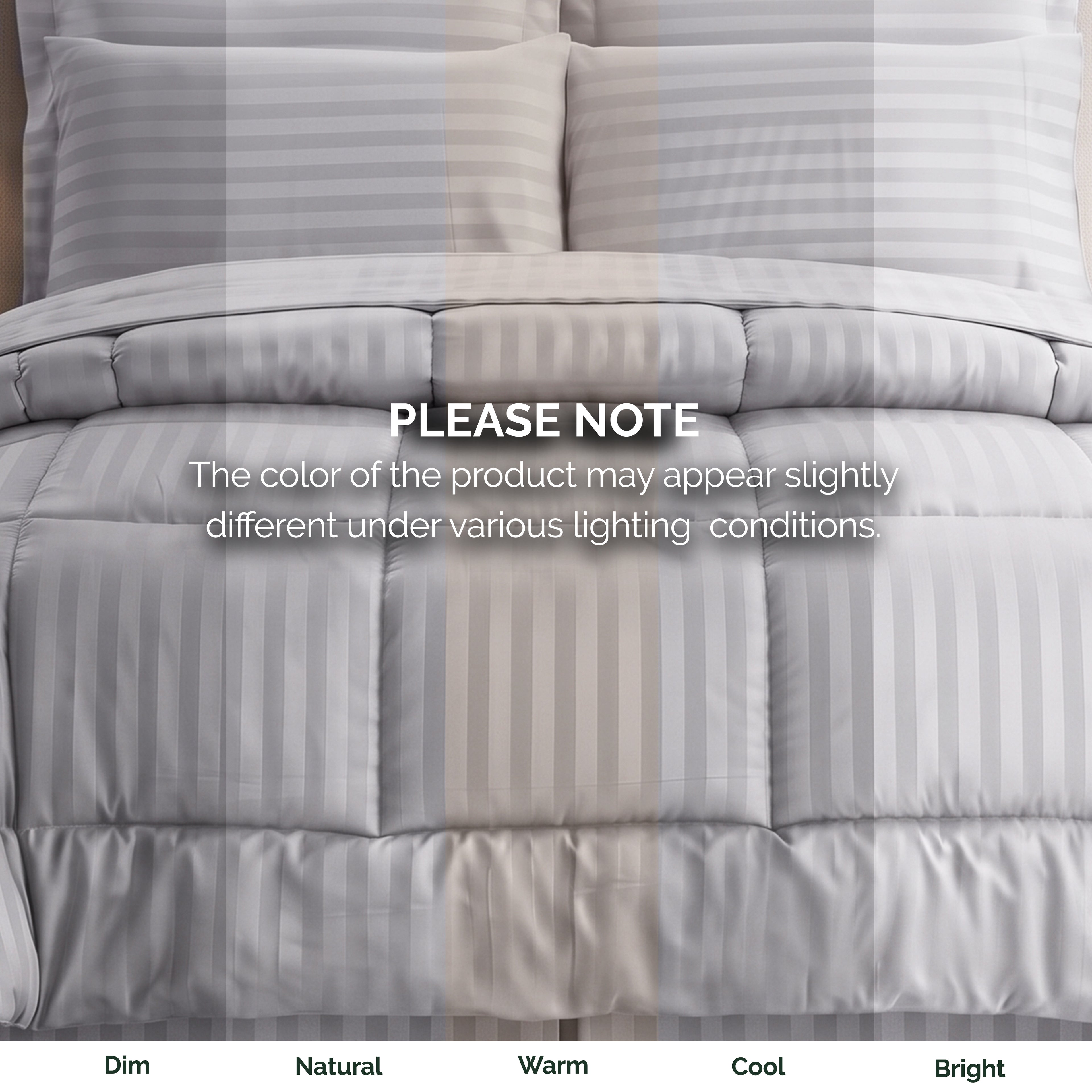 8-Piece Dobby Stripe Comforter Set - Includes 4-Piece Sheet Set with Double Sided Storage Pockets