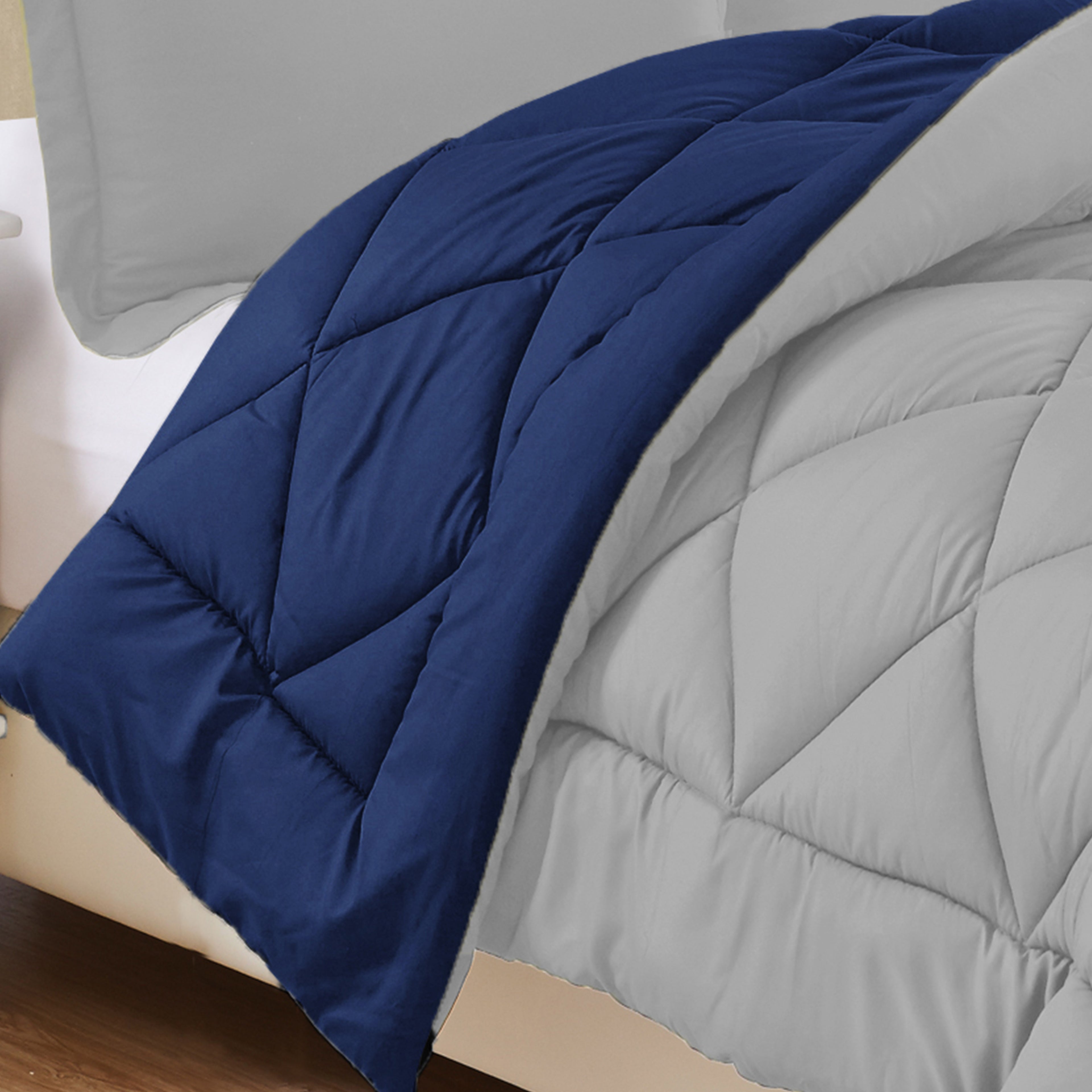 3-Piece Reversible Diamond Stitched Comforter & Shams