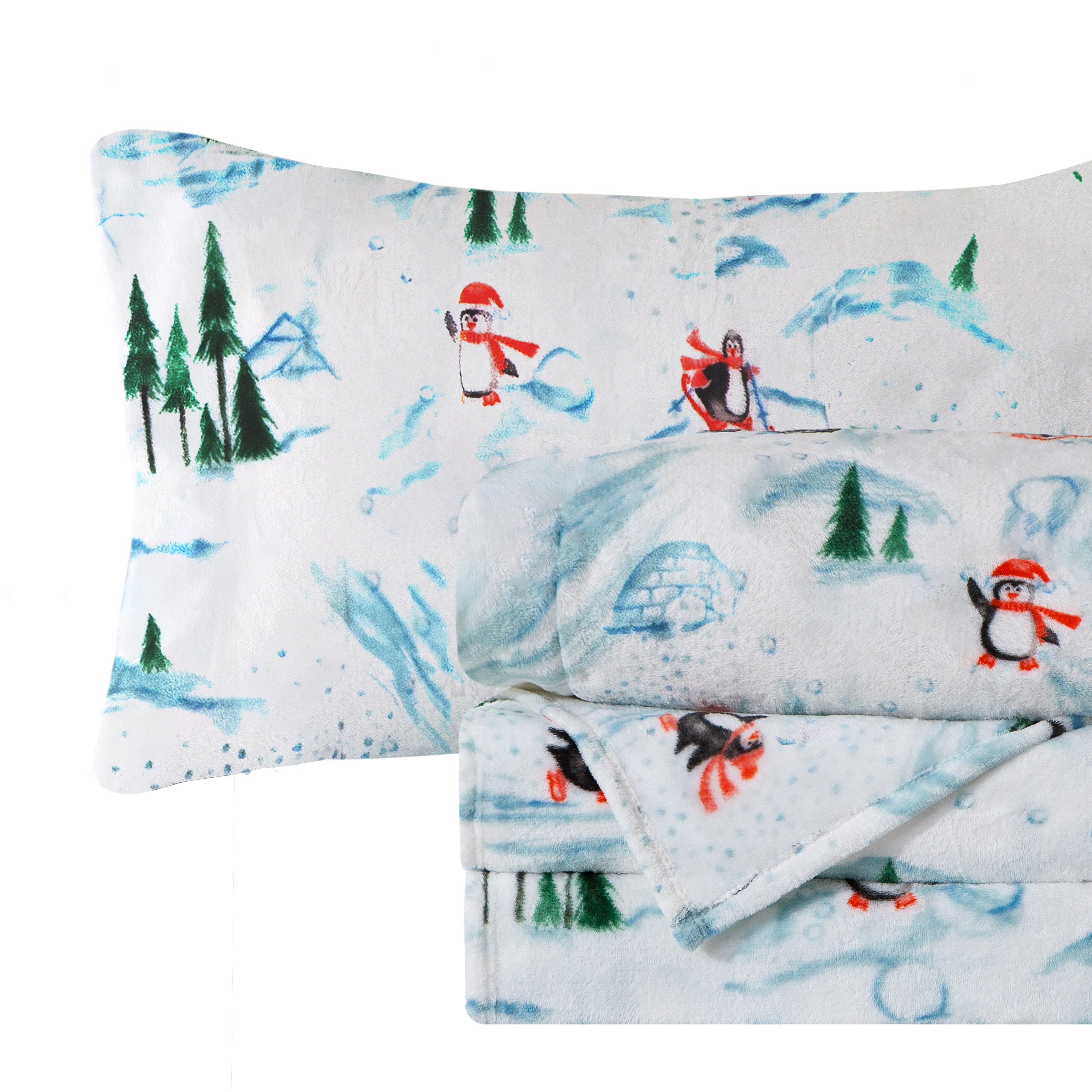 4-Piece Holiday Christmas Velvet Plush Flannel Sheet Set