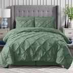 8-Piece Pintuck Pinch Pleated Comforter Set - Includes 4-Piece Sheet Set with Double Sided Storage Pockets