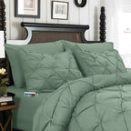 8-Piece Pintuck Pinch Pleated Comforter Set - Includes 4-Piece Sheet Set with Double Sided Storage Pockets