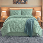 8-Piece Pintuck Pinch Pleated Comforter Set - Includes 4-Piece Sheet Set with Double Sided Storage Pockets