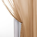 Set of 2 Pom Pom Tasseled Sheer Curtain - Rod Pocket