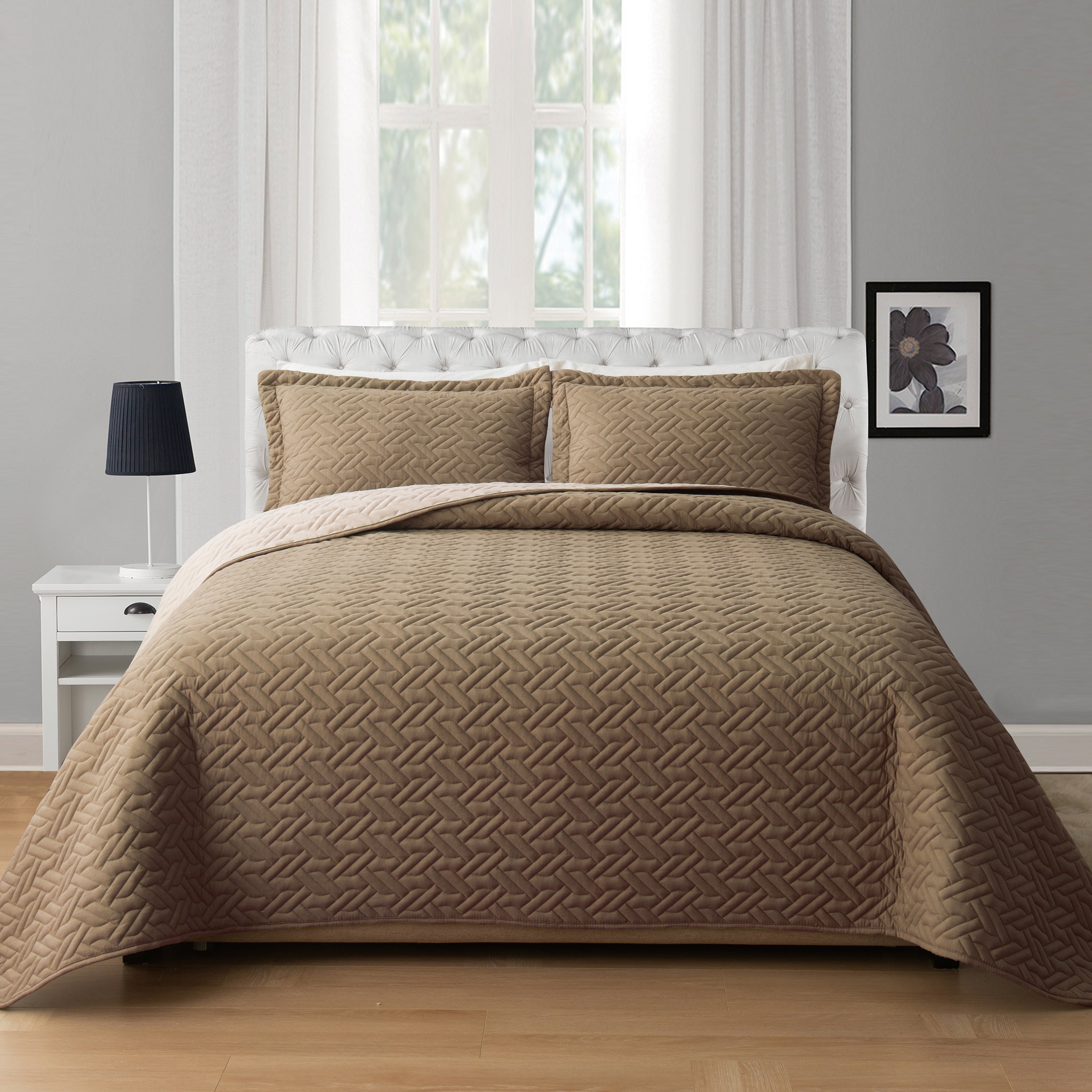 3-Piece Majestic Quilted Reversible Bedspread Coverlet Set