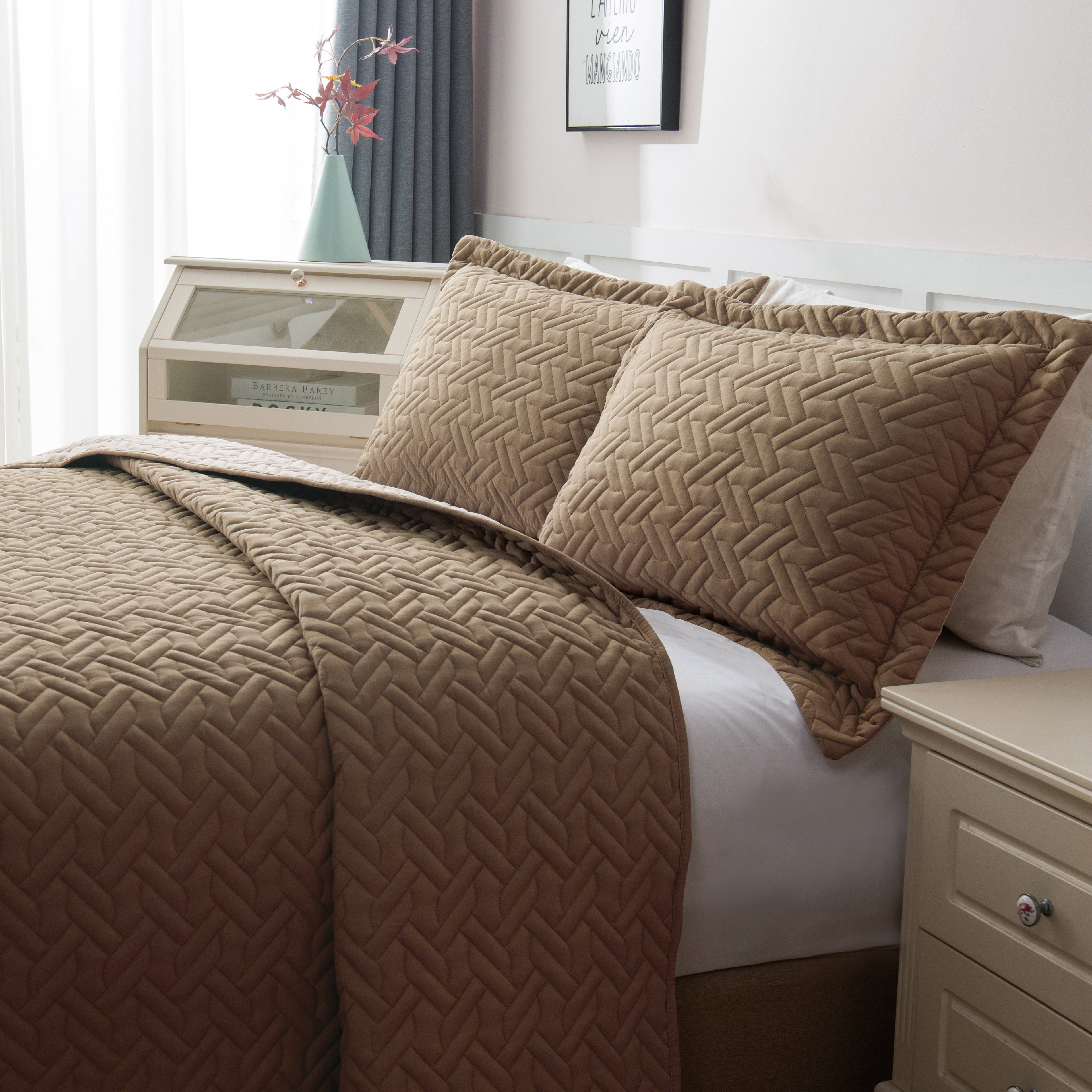3-Piece Majestic Quilted Reversible Bedspread Coverlet Set