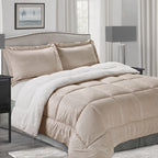 3-Piece Micro-Suede Reversible Sherpa - Solid Color Design Comforter Set