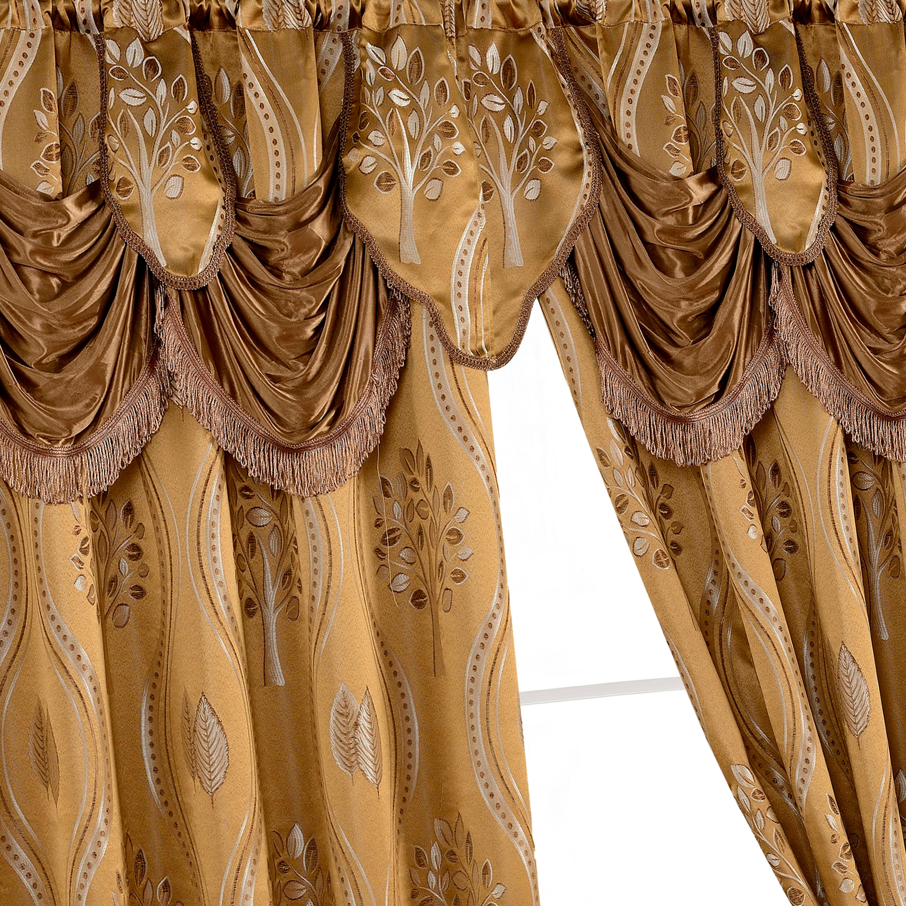 Set of 2 Aurora Curtain Panels- Attached Valance - Rod Pocket- 54" W x 84" L