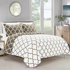 3-Piece Moroccan Trellis Reversible Comforter Set