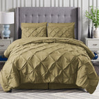 8-Piece Pintuck Pinch Pleated Comforter Set - Includes 4-Piece Sheet Set with Double Sided Storage Pockets