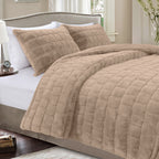 Fluffy 3-Piece Faux Rabbit Fur Comforter Set