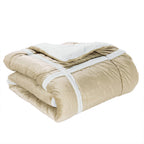 3-Piece Stripe Micro-Suede Reversible Sherpa - Comforter Set