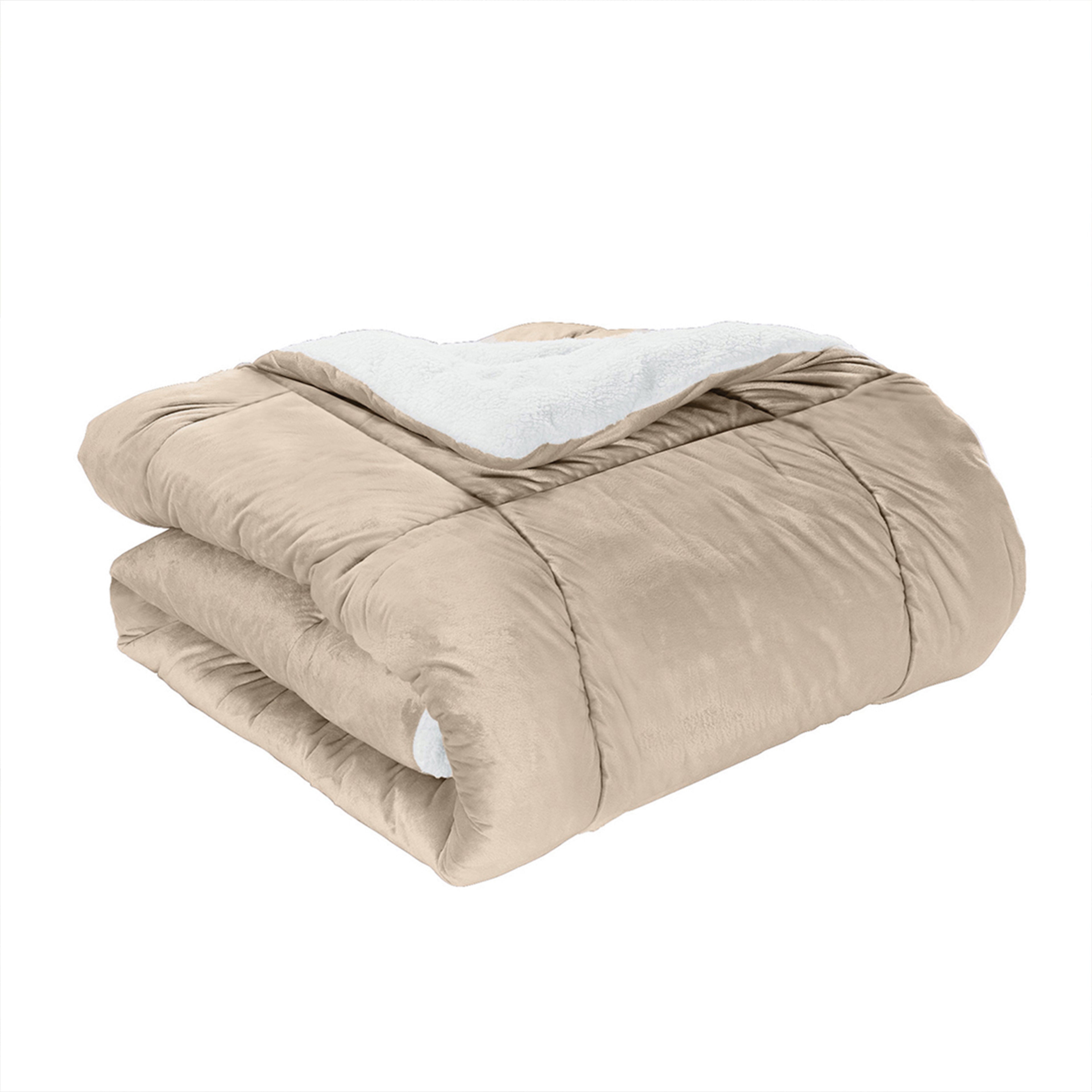 3-Piece Micro-Suede Reversible Sherpa - Solid Color Design Comforter Set