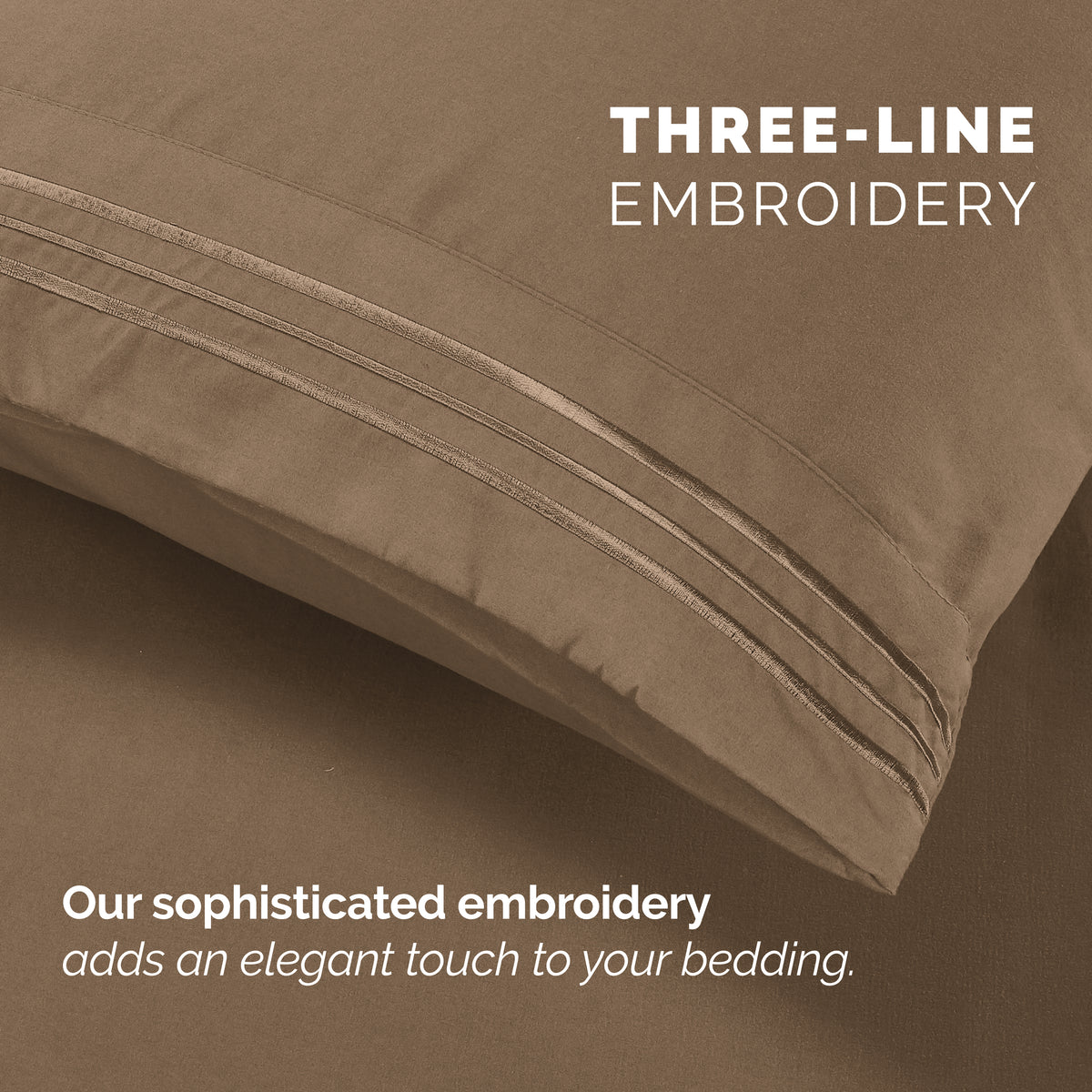 Extra deep 18-24 Inch Pocket 3 Line Embroidery, 6-Piece Sheet Set, Moody Shades