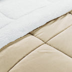 3-Piece Stripe Micro-Suede Reversible Sherpa - Comforter Set