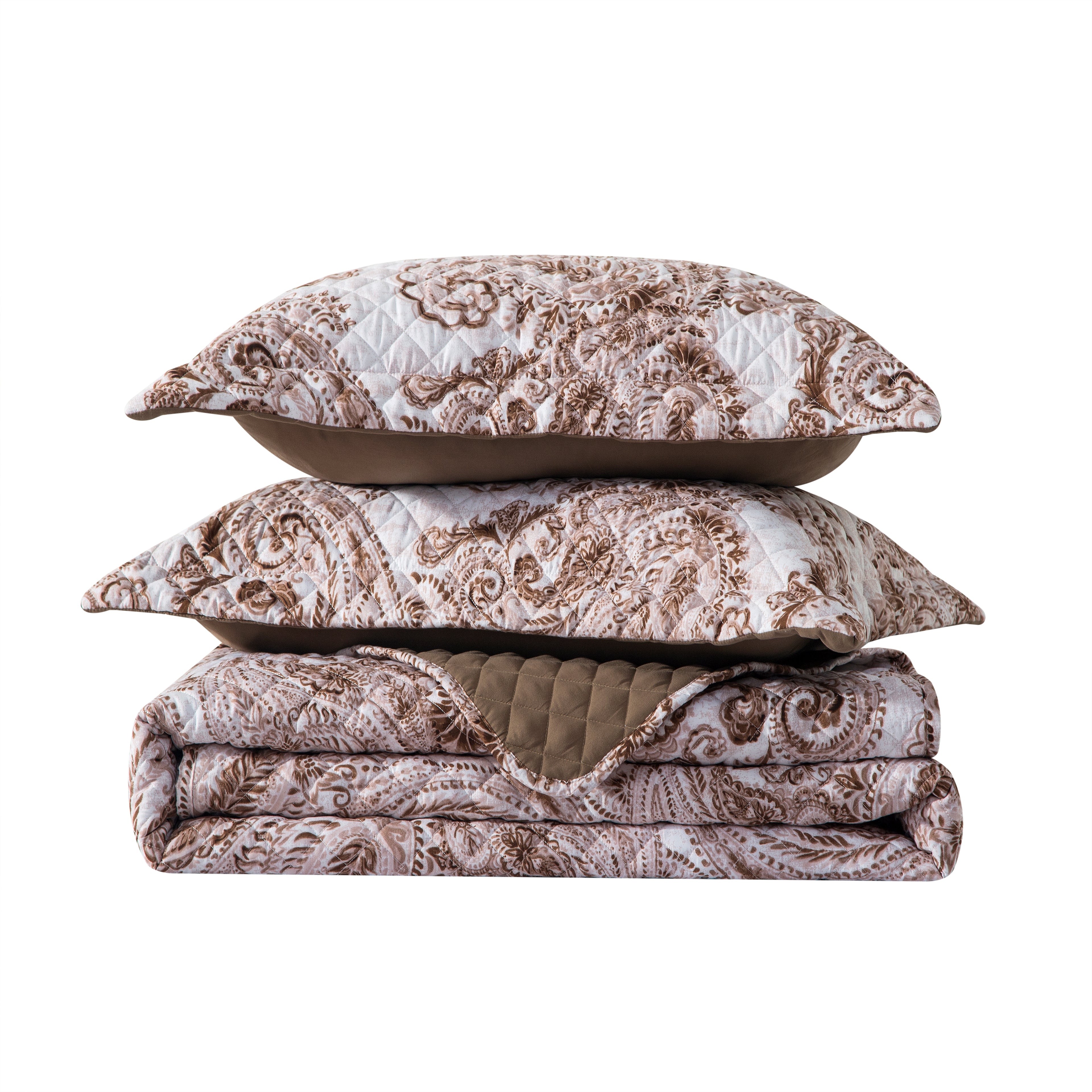 3-Piece Paisley Quilted Reversible Bedspread Coverlet Set