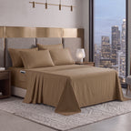 Extra deep 18-24 Inch Pocket 3 Line Embroidery, 6-Piece Sheet Set, Moody Shades