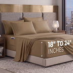 Extra deep 18-24 Inch Pocket 3 Line Embroidery, 6-Piece Sheet Set, Moody Shades