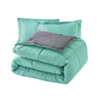 Reversible 3-Piece Box Stitched Comforter & Shams - Duvet Insert with 4 Corner Tabs