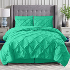 8-Piece Pintuck Pinch Pleated Comforter Set - Includes 4-Piece Sheet Set with Double Sided Storage Pockets
