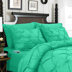 8-Piece Pintuck Pinch Pleated Comforter Set - Includes 4-Piece Sheet Set with Double Sided Storage Pockets