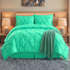 8-Piece Pintuck Pinch Pleated Comforter Set - Includes 4-Piece Sheet Set with Double Sided Storage Pockets