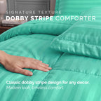 8-Piece Dobby Stripe Comforter Set - Includes 4-Piece Sheet Set with Double Sided Storage Pockets