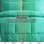8-Piece Dobby Stripe Comforter Set - Includes 4-Piece Sheet Set with Double Sided Storage Pockets