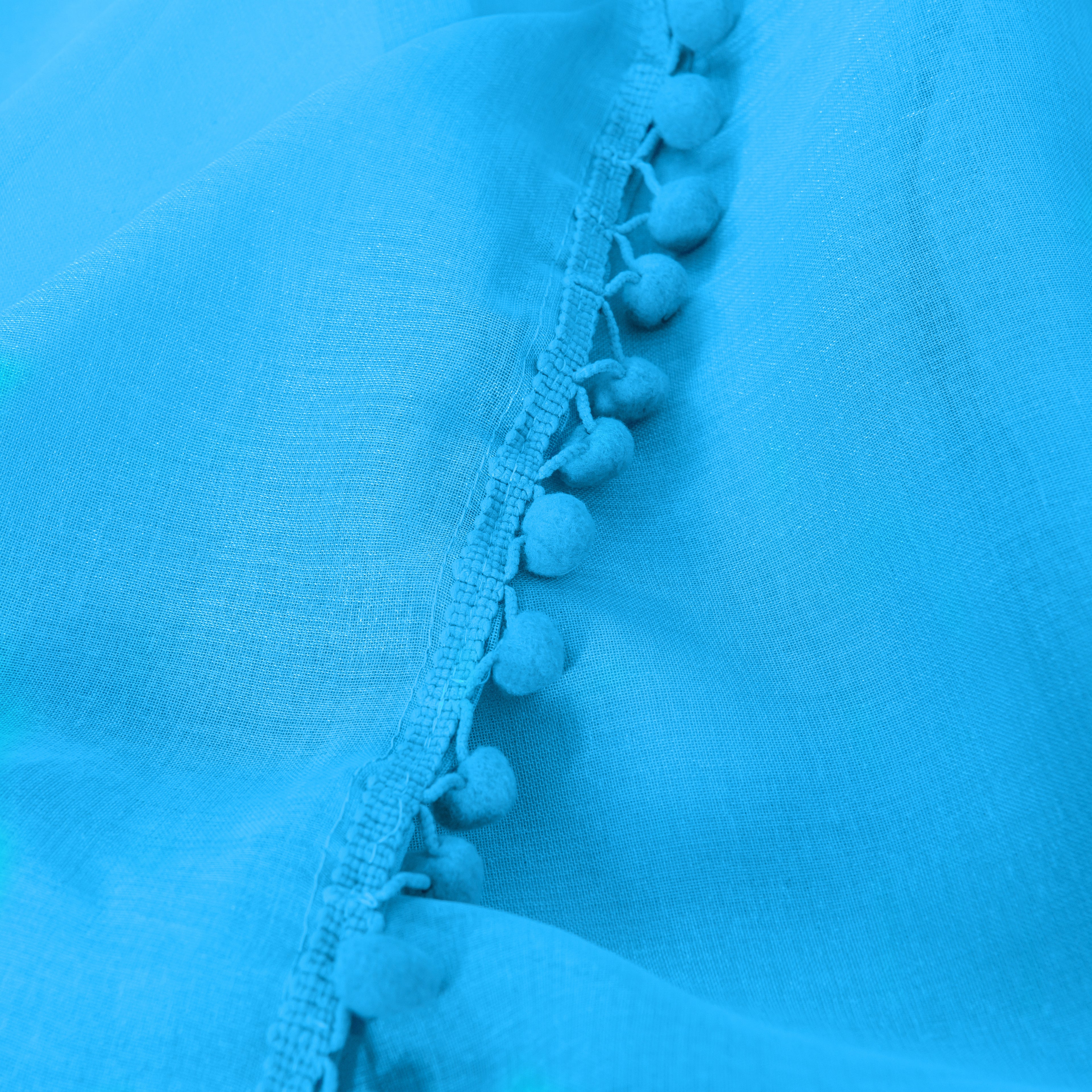 Set of 2 Pom Pom Tasseled Sheer Curtain - Rod Pocket