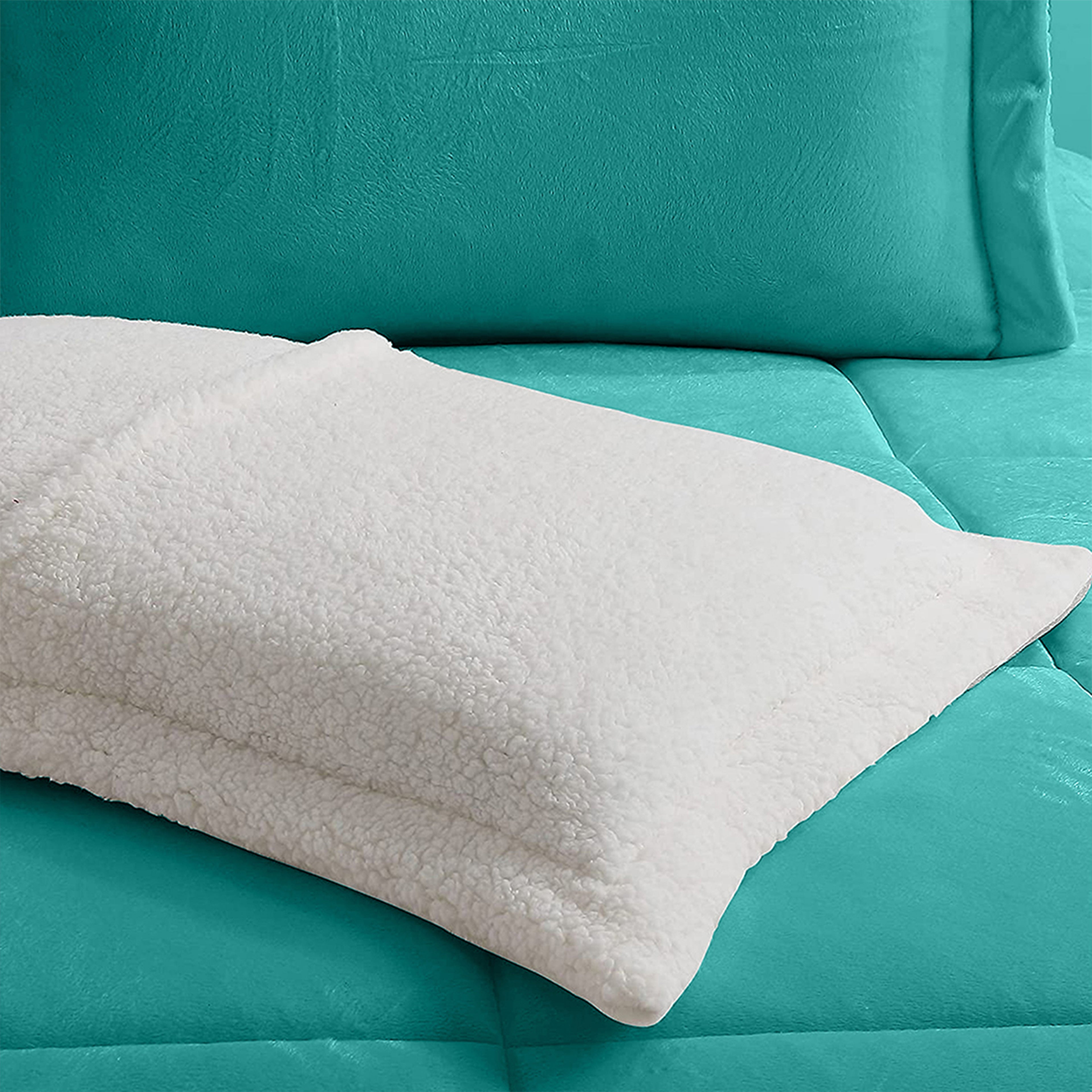 3-Piece Micro-Suede Reversible Sherpa - Solid Color Design Comforter Set