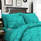 8-Piece Pintuck Pinch Pleated Comforter Set - Includes 4-Piece Sheet Set with Double Sided Storage Pockets
