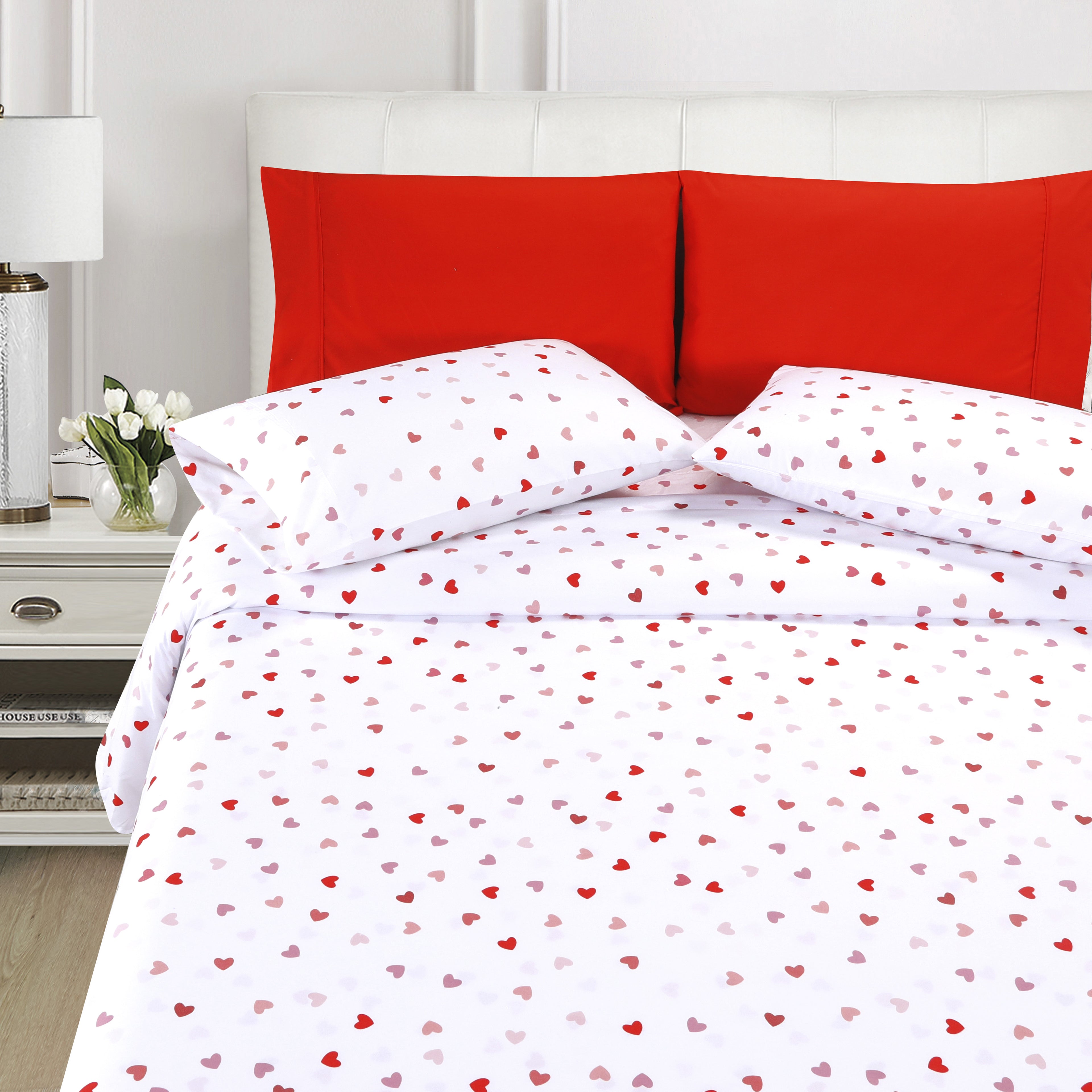 6-Piece Heart Pattern Valentina Sheet Set - Soft as a Hotel Premium Quality Bedding