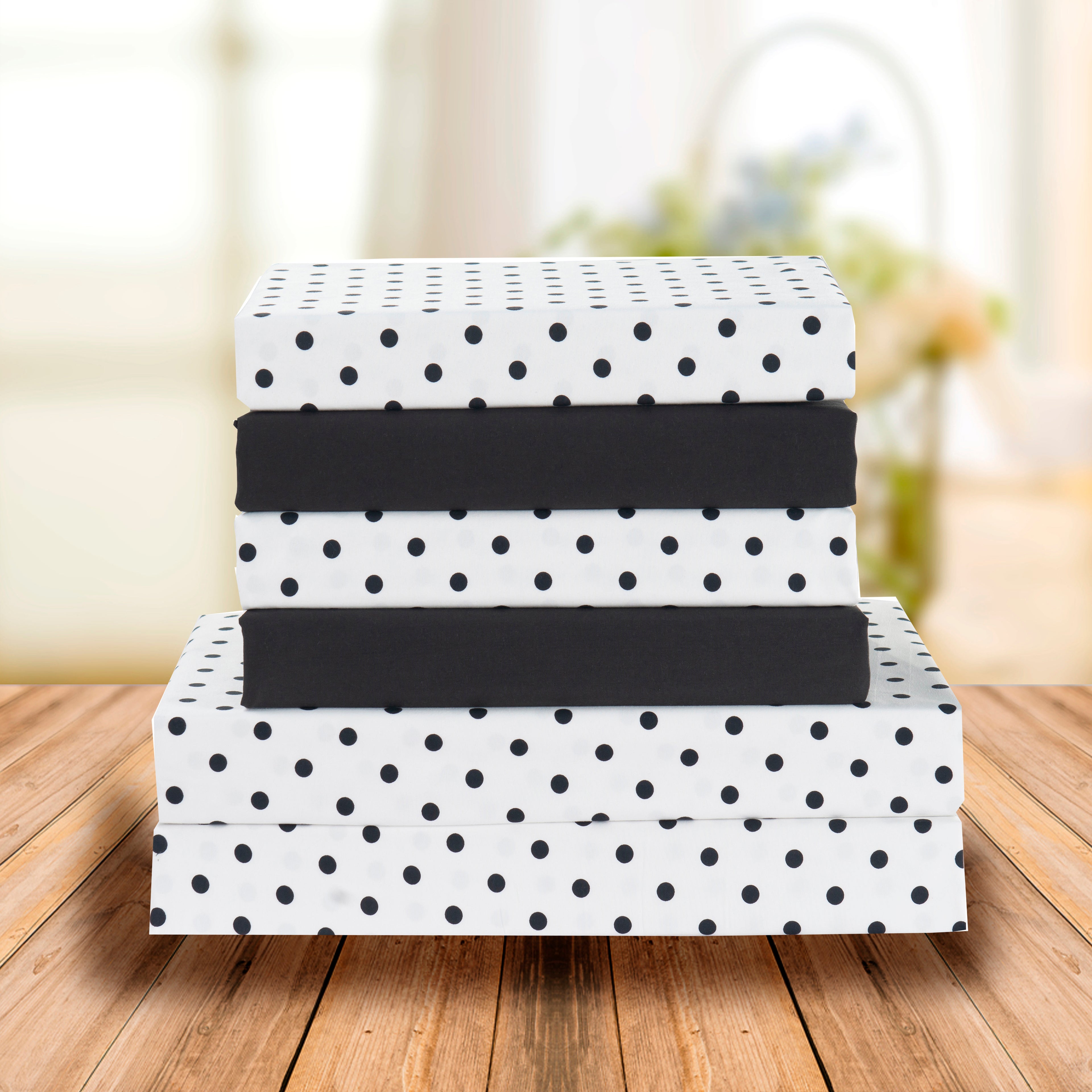 6-Piece Polka Dot Printed Sheet Set - Soft as a Hotel Premium Quality