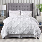 8-Piece Pintuck Pinch Pleated Comforter Set - Includes 4-Piece Sheet Set with Double Sided Storage Pockets