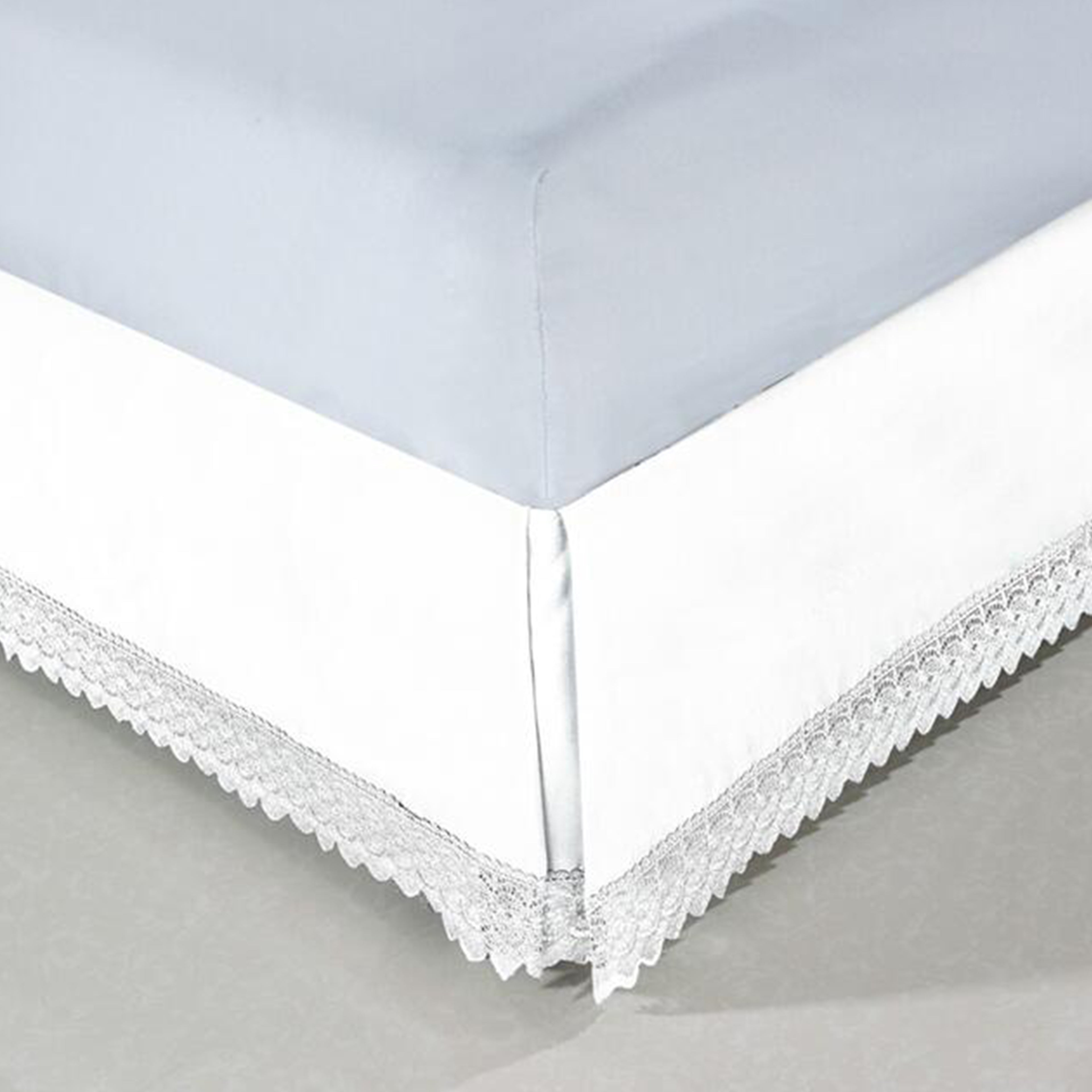 1-Piece Lace Fringe Bed Skirt - 15 inch Drop - Elevate your Bed