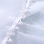 Set of 2 Pom Pom Tasseled Sheer Curtain - Rod Pocket